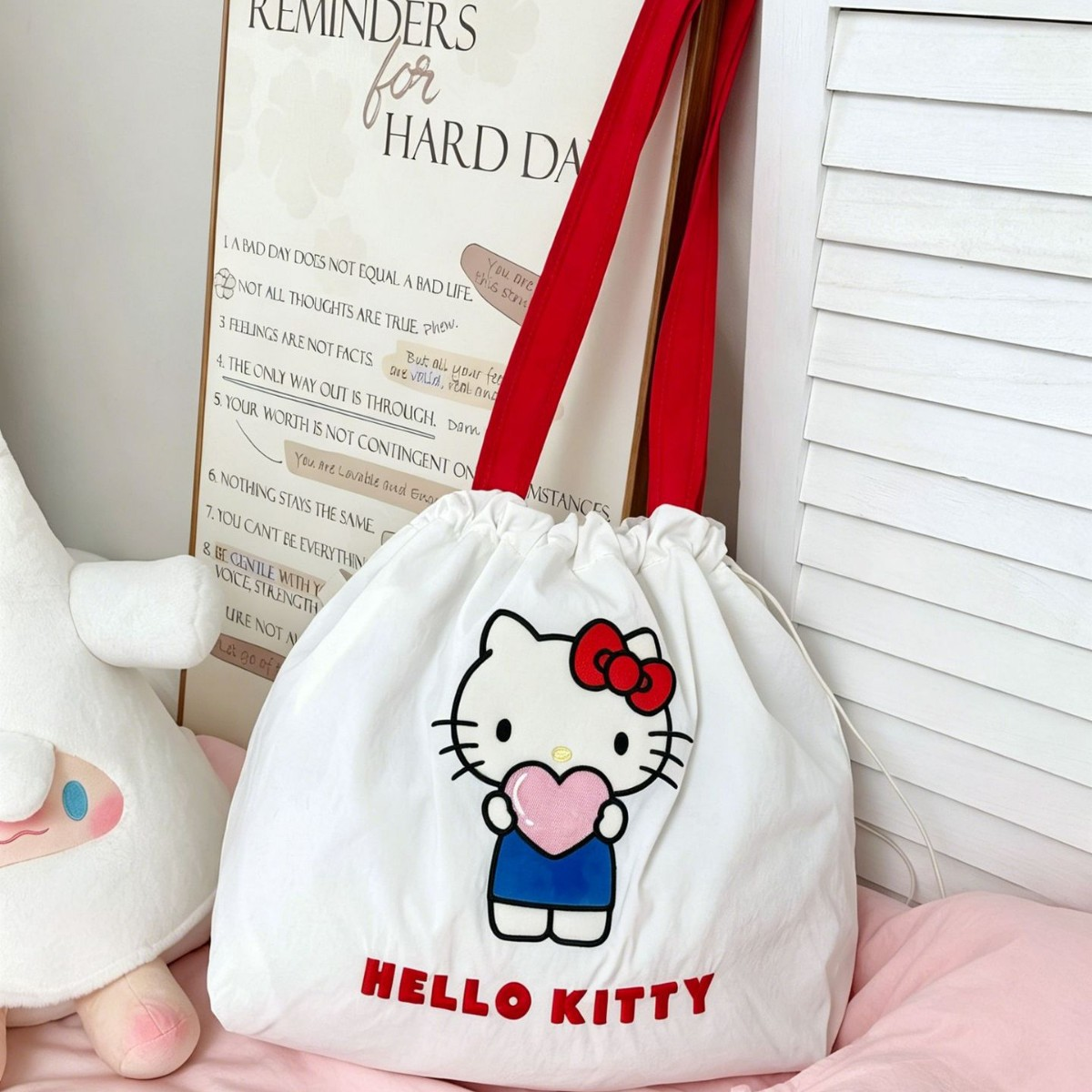 kitty猫2024新款帆布包可爱凯蒂猫大容量学生单肩包卡通手提袋女 4